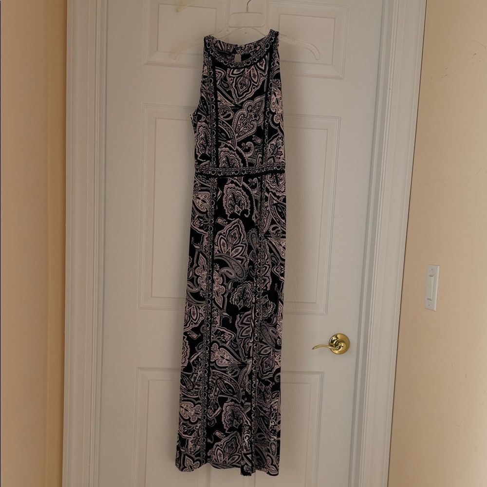 INC International Concepts Black and Pink Paisley Maxi Dress
